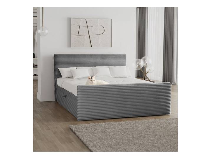 Kaiser Möbel Boxspringbett Trento mit Bettkasten, Topper und Bonellmatratze, VELO Stoff (Komplett-Set (Bettgestell, Matratze, Topper), mit Topper mit Bettkasten antibakterieller Bezug einfache Montage