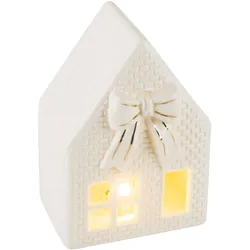 LED Keramikhaus H=14,5cm - weiß