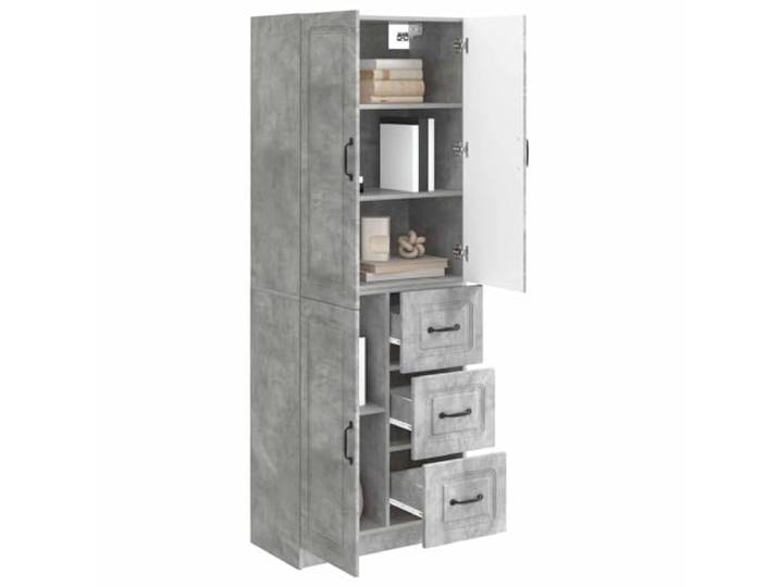 KTHLBRH Schrank-Set 2 Stück Grau Beton Holz Engineered 3 Einlegeböden, 3 Türen, 3 Schubladen, stapelbar, UV-beständig, für Innen- und Außenbereich