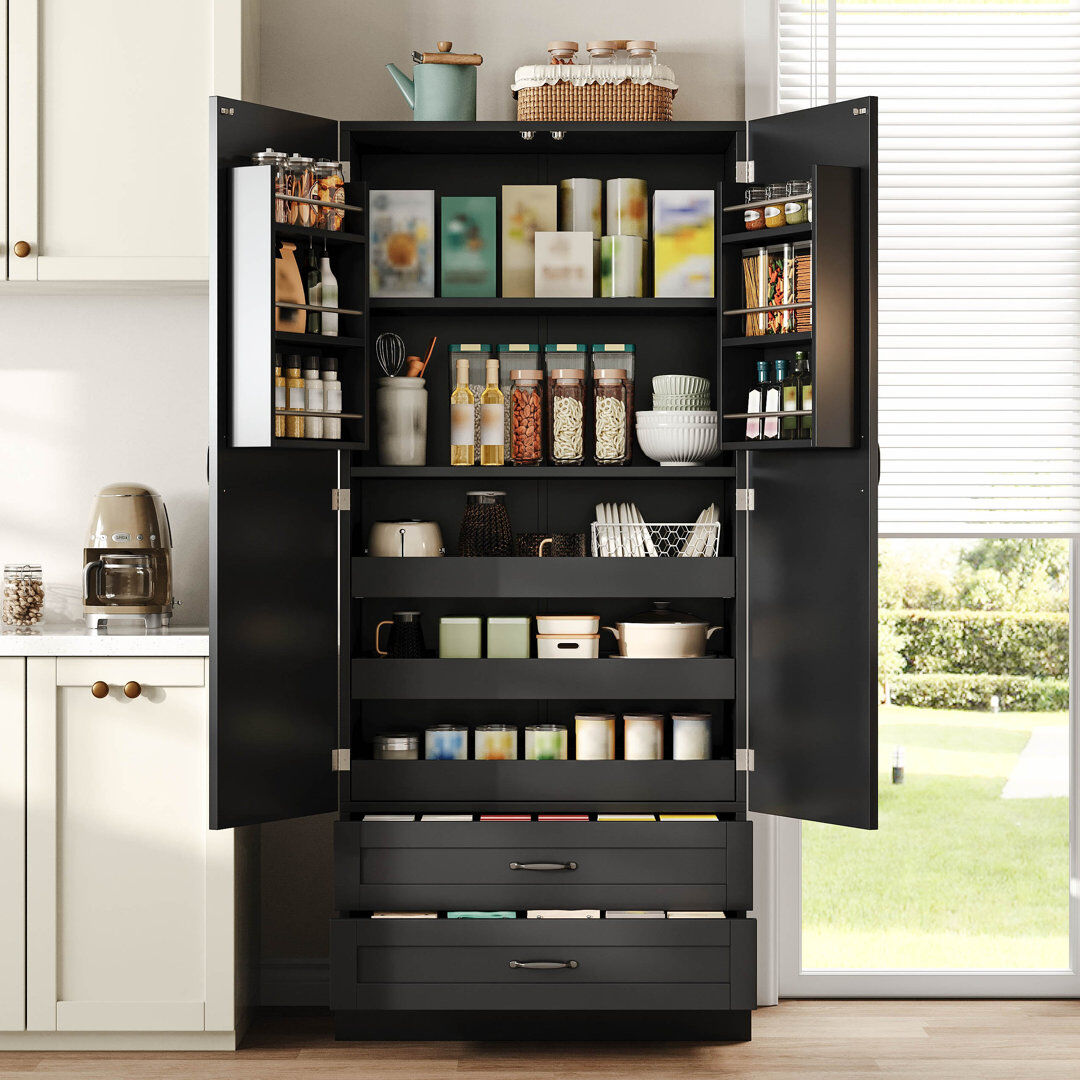 Direct Wicker Tall Kitchen Cabinet With Shelves 80cm W X 180cm H X 37cm D
