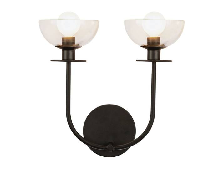 Sylvia Applique Murale en Acier, Verre Transparent, Noir Mat