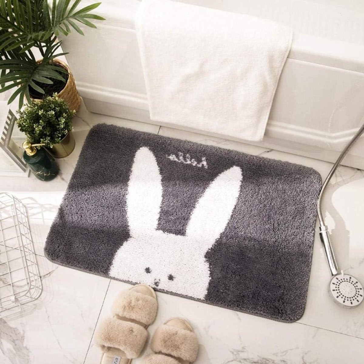 Zachte microfiber badkamermat met geel kat ontwerp