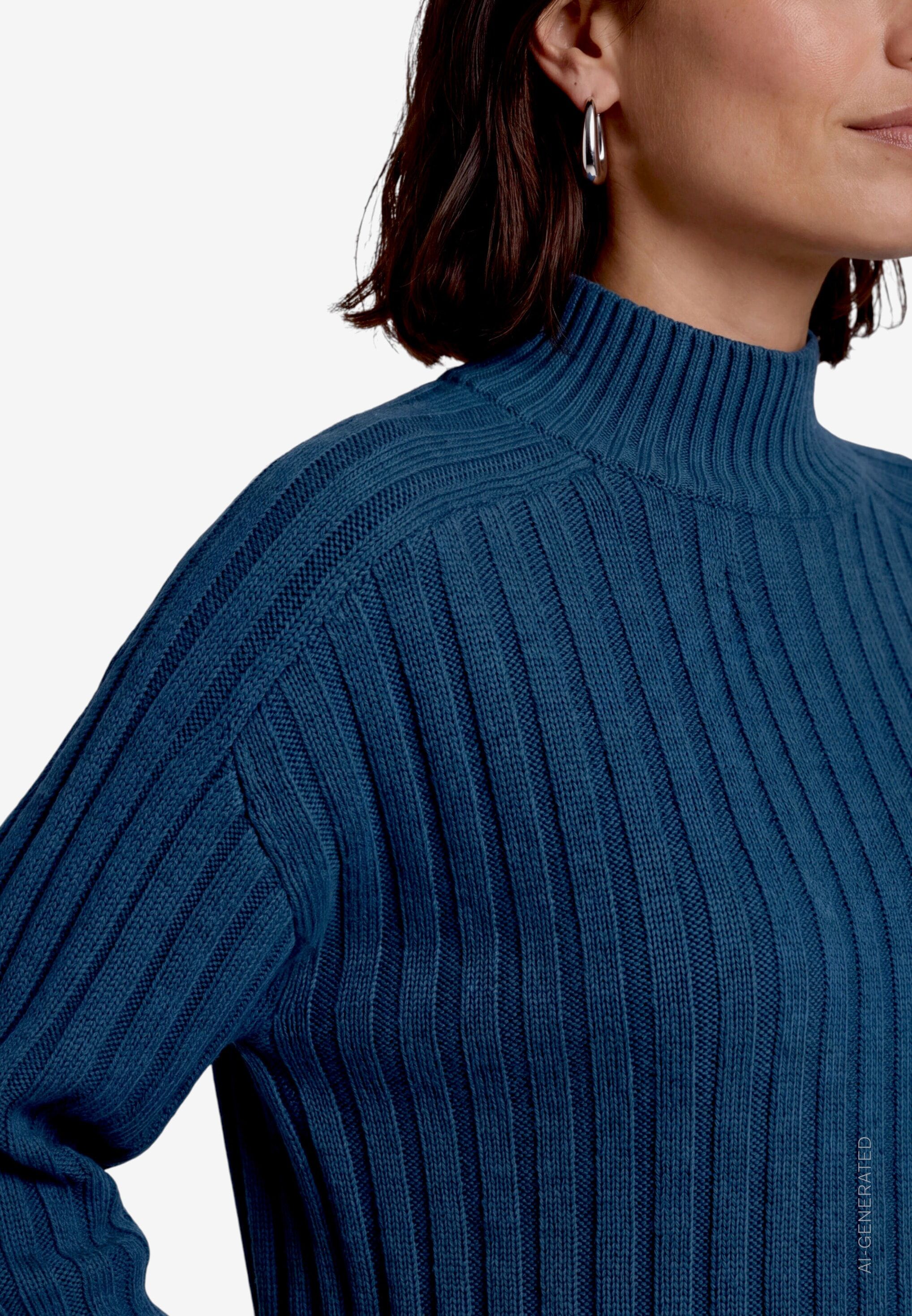 Strickpullover ZERO, Damen, Gr. S, blau (reflecting pond), Strick, Obermaterial: 65% Polyacryl, 20% Polyamid, 15% Wolle, unifarben, oversize hüftbedeckend, Rundhals, abgesteppte Kante, Pullover Strickpullover, Winterpullover mit Stehkragen reflecting pond