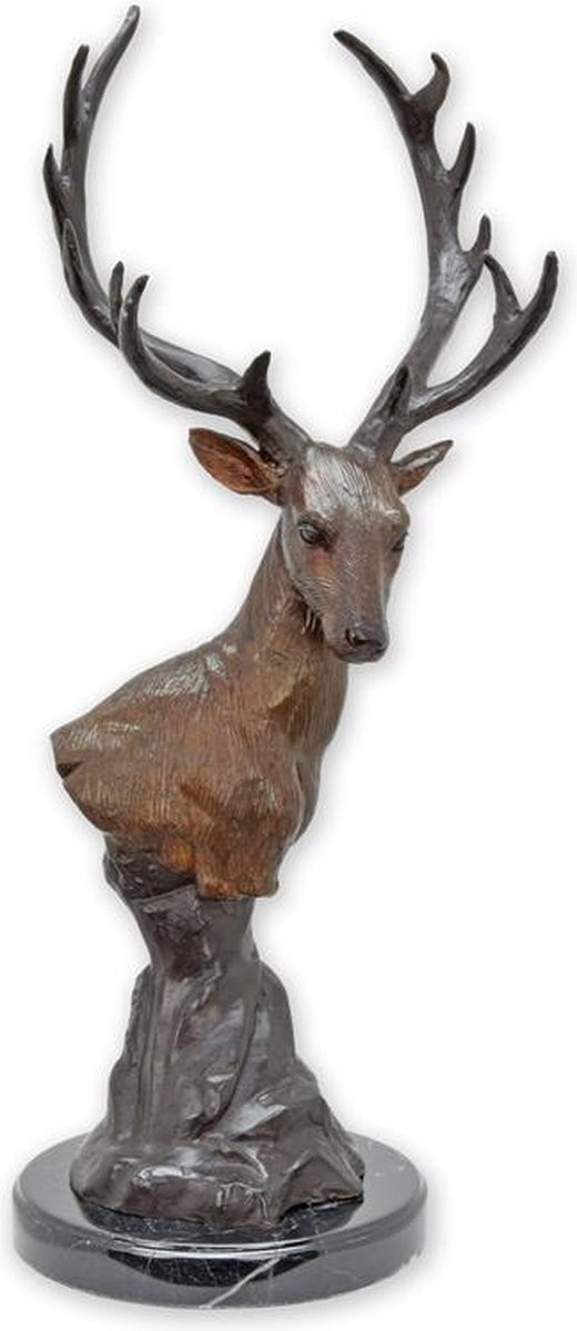 Bronzen sculptuur van een hertenkop voor op tafel