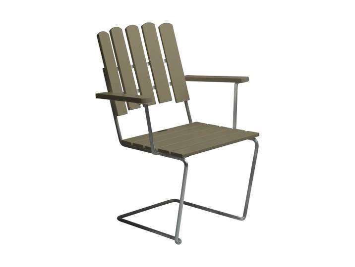 Grythyttan Stålmöbler Fauteuil A2 Vert clair chêne-stand galvanisé à chaud