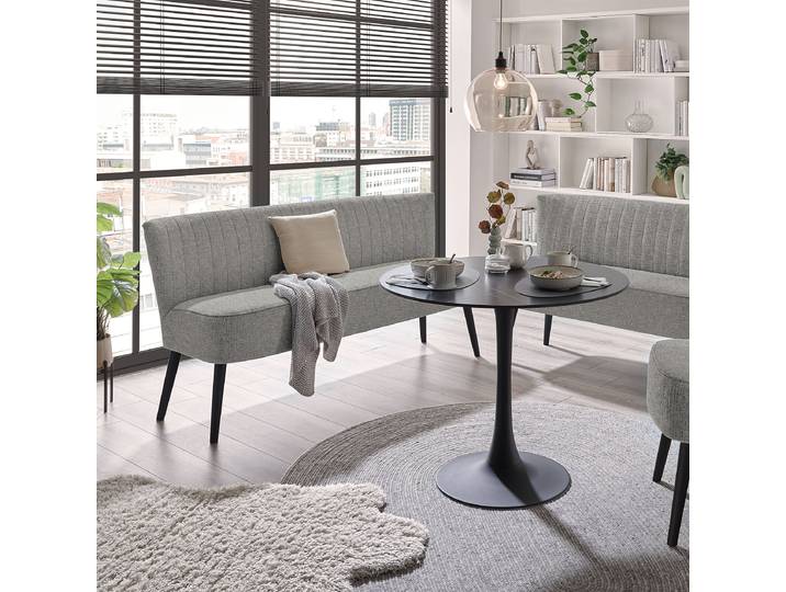 Banc capitonné Willunga 184cm Argenté/Gris Tissu chenille Edisa: Gris Noir