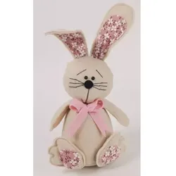Rosa Blumen-Hasenfigur aus Filz - 28 cm