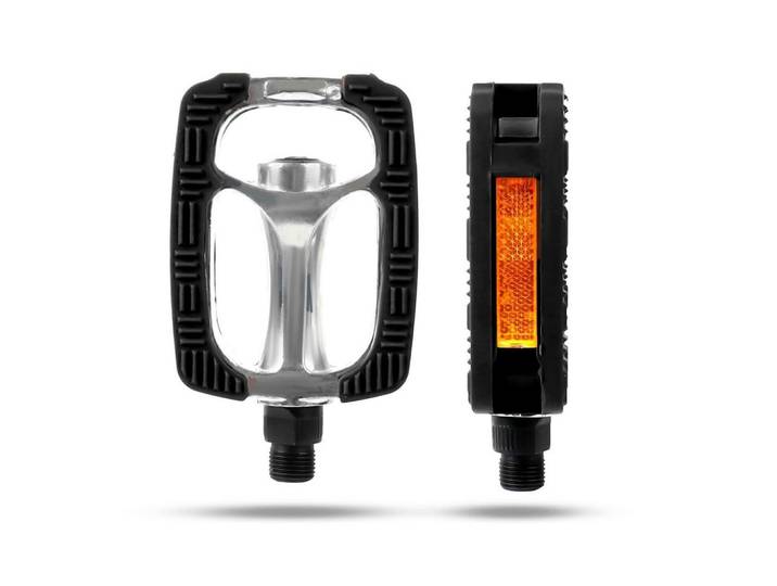Fahrradpedale Aluminium & Gummi Schwarz mit Reflektoren, Metall, 8x1.5x12.5 cm, Freizeit & Co, Sport & Fitness, Fahrräder, Fahrradzubehör