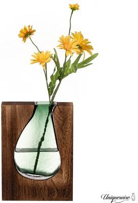 Uniquewise Wood and Glass Inlay Vases - Merging the Natural Warmth and Texture of Wood with the Elegance and Color