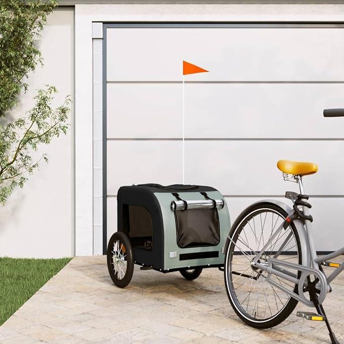 Fahrradanhänger Hunde Schwarz und Grau Oxford-Gewebe und Eisen, Fahrrad Anhänger, Lastenanhänger, Handwagen, Fahrrad-lastenanhänger, Lastenfahrrad 93832