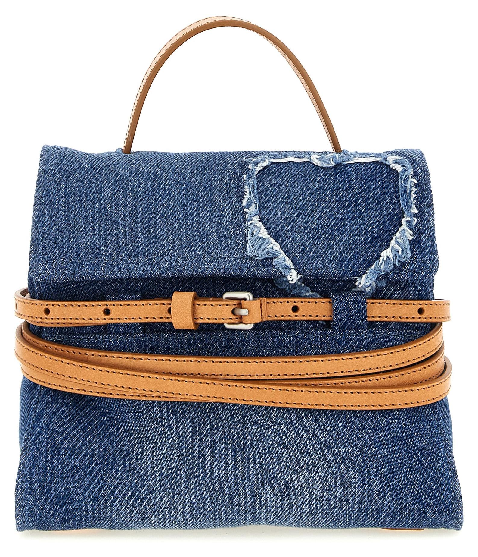 Moschino Tie Me Small Handtasche Denim Herz Gürtel