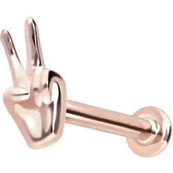 14 Karat Gold Labret mit Innengewinde PEACE-ZEICHEN