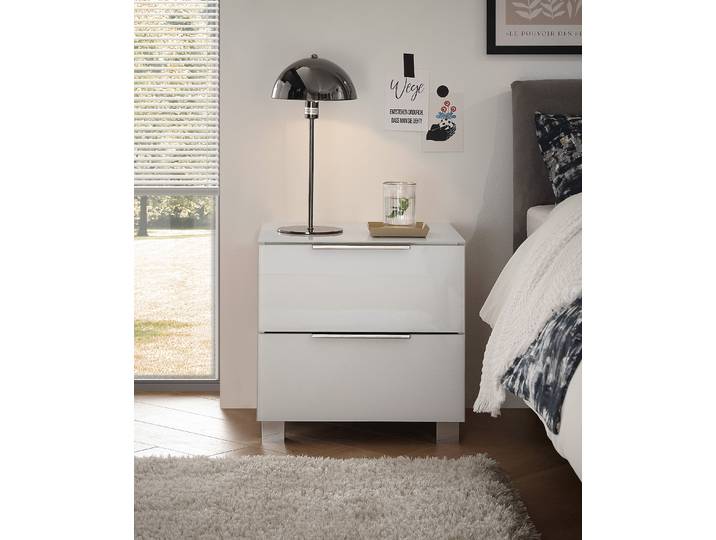 Table de chevet 45cm Blanc/Blanc