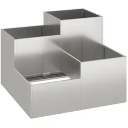 Helloshop26 - Moderner rechteckiger Gartenpflanzkasten 80 x 80 x 60 cm mit offenem Boden aus silberfarbenem Edelstahl