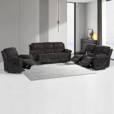Betsy Furniture 3PC Modern Fabric Manual Recliner Sofa Set, Couch, Loveseat w/Console, Recliner