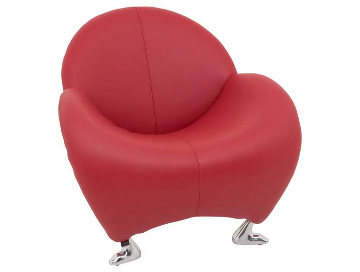Sessel Papageno, Leder Rot, Alufüsse, b 91 cm t 82 cm h 80 cm