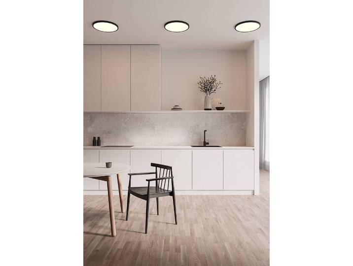 Plafonnier LED Oja Smart Ø 42cm Noir/Noir Polyester PVC LED non-remplaçables Module LED