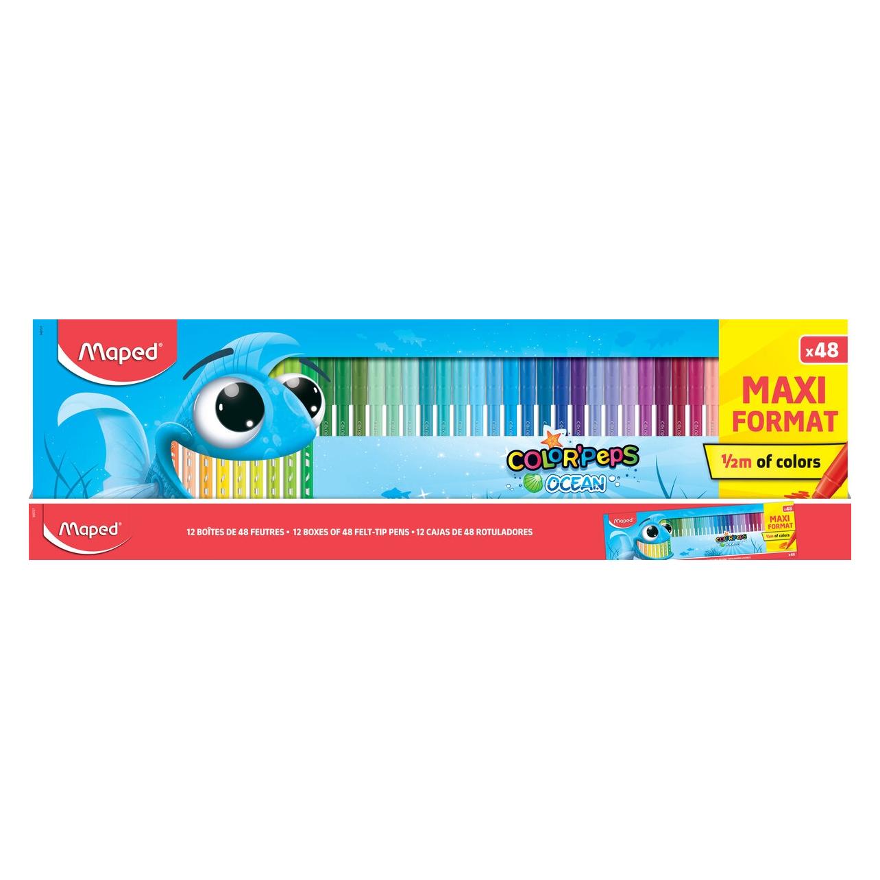 Maped Filzstifte OCEAN, mittel, farbig sortiert, Schachtel 48 Stück (48x) (845727)
