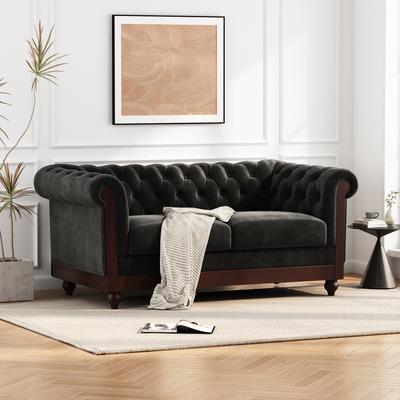 GREATPLANINC Elegance Loveseat Velvet Sofa with Tufted Backrest and Rolled Arms Cushion Sofa Accent Sofa Recliner Sofa