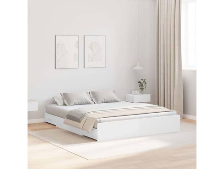 YUTAASU Aufbewahrungsbettgestell Weiß 140 x 200 cm Holzwerkstoff Mit Schubladen Kiefernholz, Stauraum Bett, Modernes Design, Robust