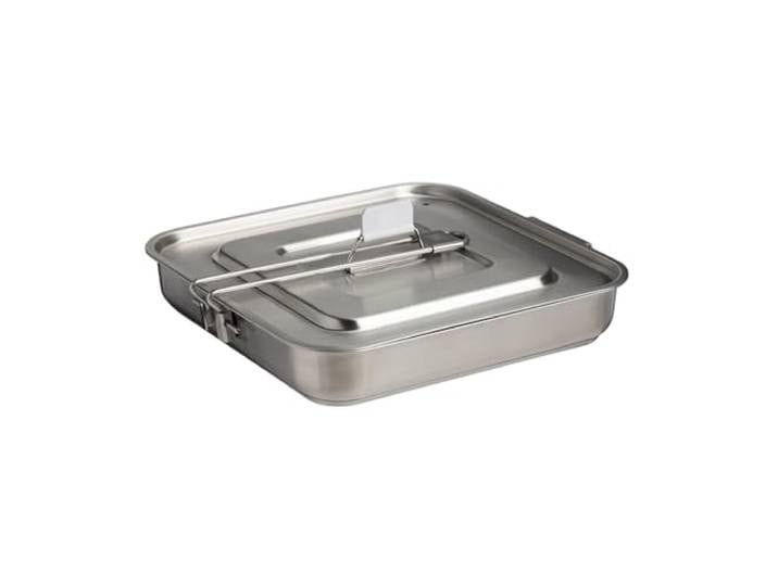 Stanley Wildfare Pro 5-teiliges Kochset aus Edelstahl, quadratisch, 25,4 cm, Bratpfanne mit Klapp- und Verriegelungsgriff, Schneidebrett und Spatel, Camping-Essentials für Ihre Campingküche, BPA-frei