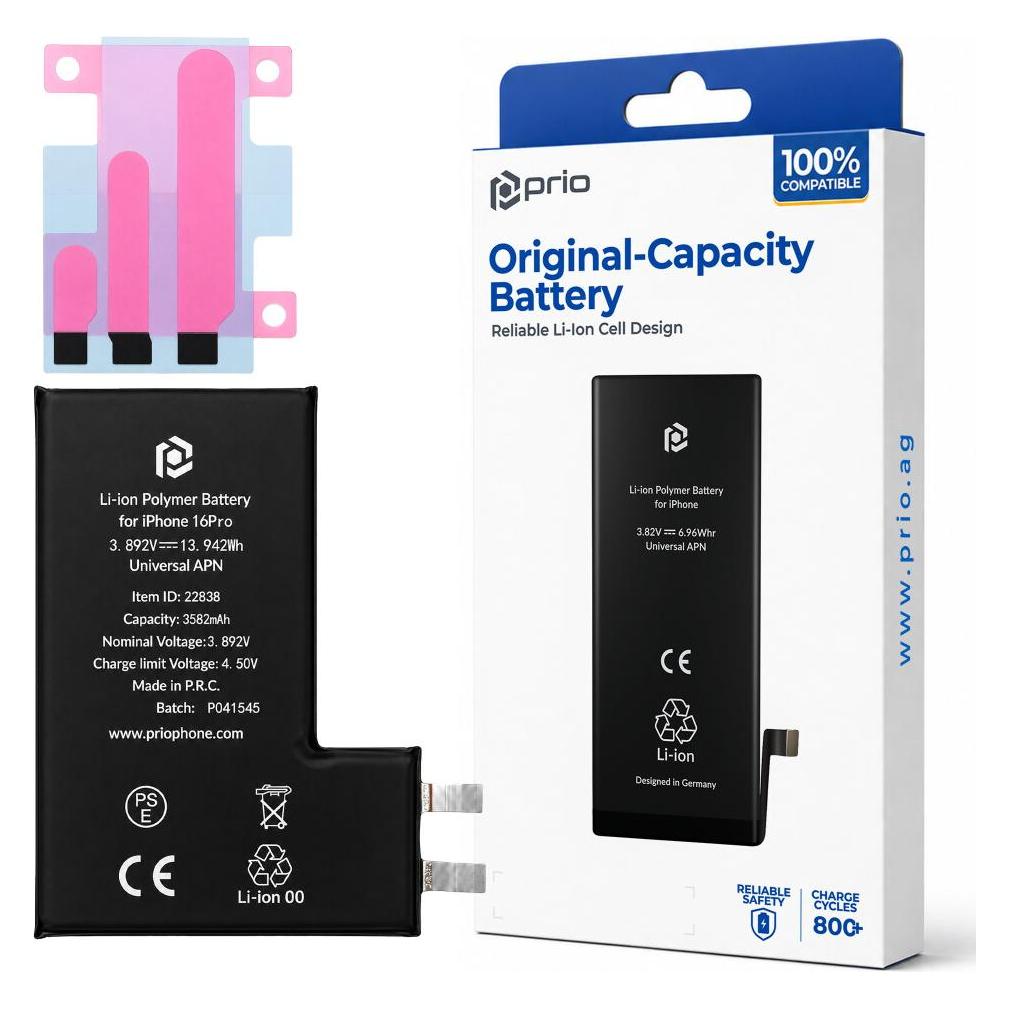 prio Akkuzelle für iPhone 16 Pro (ohne Flex-Kabel) (PBA-1228)