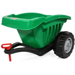 Lemodo Anhänger für Kindertraktor grün mit Kippfunktion 35 kg belastbar ab 3 Jahre