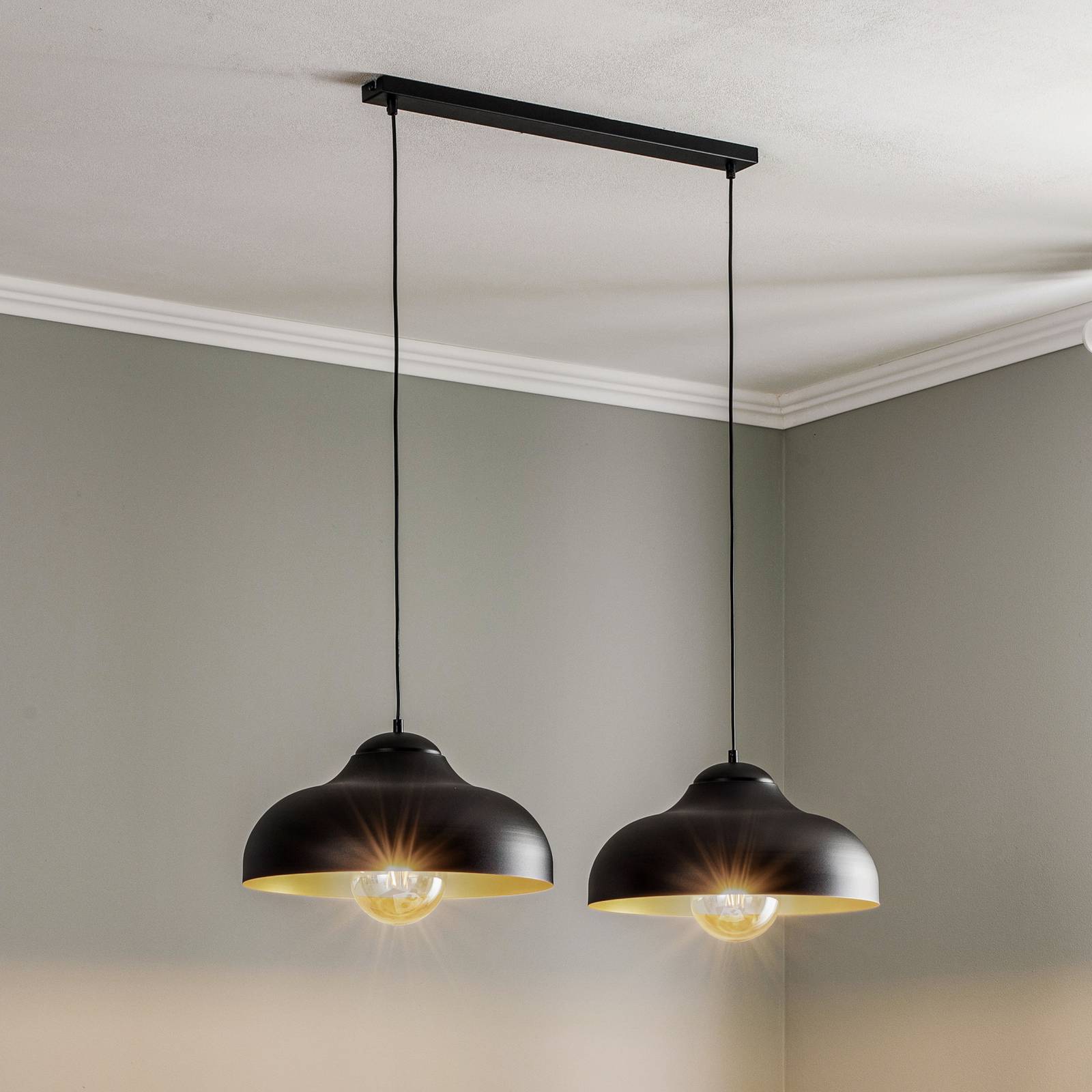 Hängelampe Basca Luminex, dimmbar, schwarz, für Wohn- / Esszimmer, Metall, Pendelleuchte