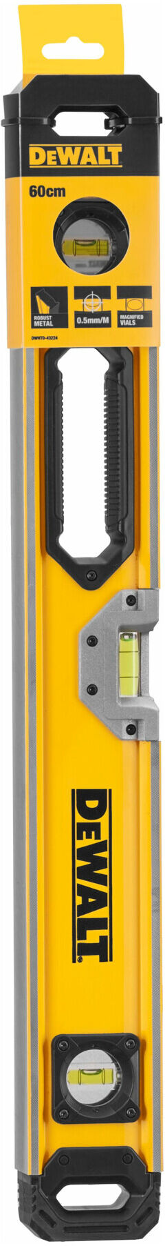 DEWALT DWHT0-43224 Hohlprofil-Wasserwaage aus Aluminium mit Solid Block Libelle ,60 cm)
