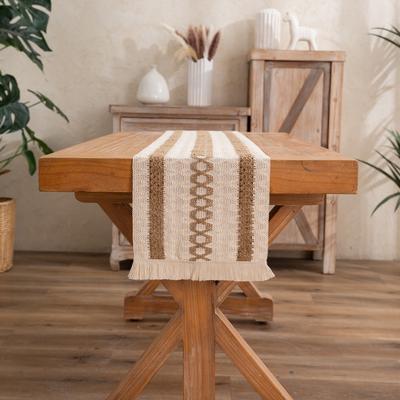 Enova Home Farmhouse Rustic Table Runner with Tassels