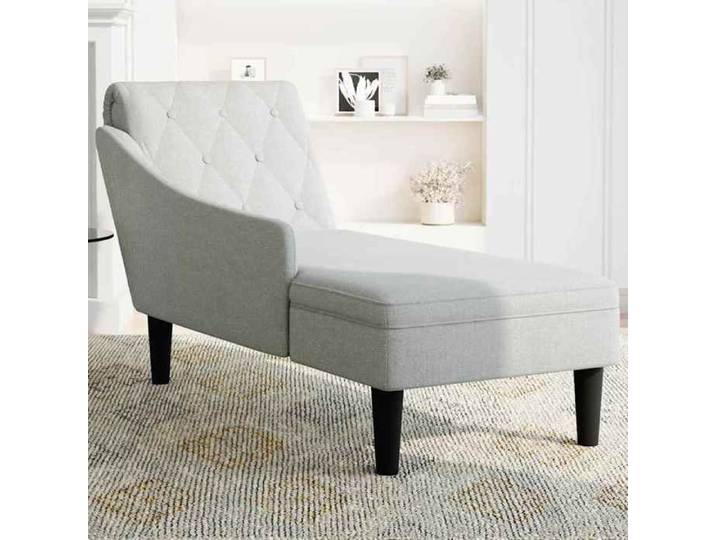 Fauteuil long avec coussin - CLARENCE - Gris nuage - 145x56x70 cm - Accoudoir droit - Coussin inclus