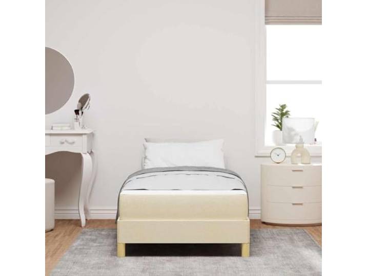 KTHLBRH Boxspringbett mit Matratze creme 90 x 190 cm Stoffbezug, technisches Holz, elegantes Design für Schlafzimmer
