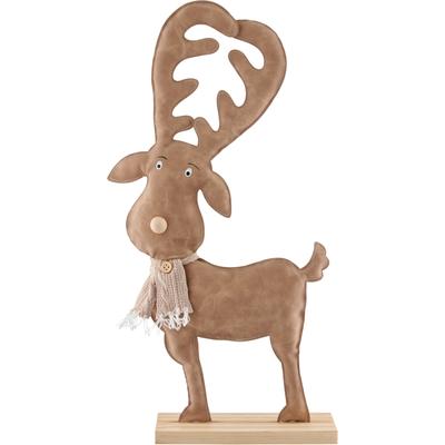Dekoobjekt CREATIV HOME "Hirschfigur", braun, B:25cm H:49cm T:7cm, Dekofiguren, mit Strick-Schal-Applikation