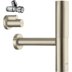 hansgrohe AXOR flowstar Designsiphon Set, mit zwei Eckventil und Schubern, 51304820, Farbe: Brushed Nickel