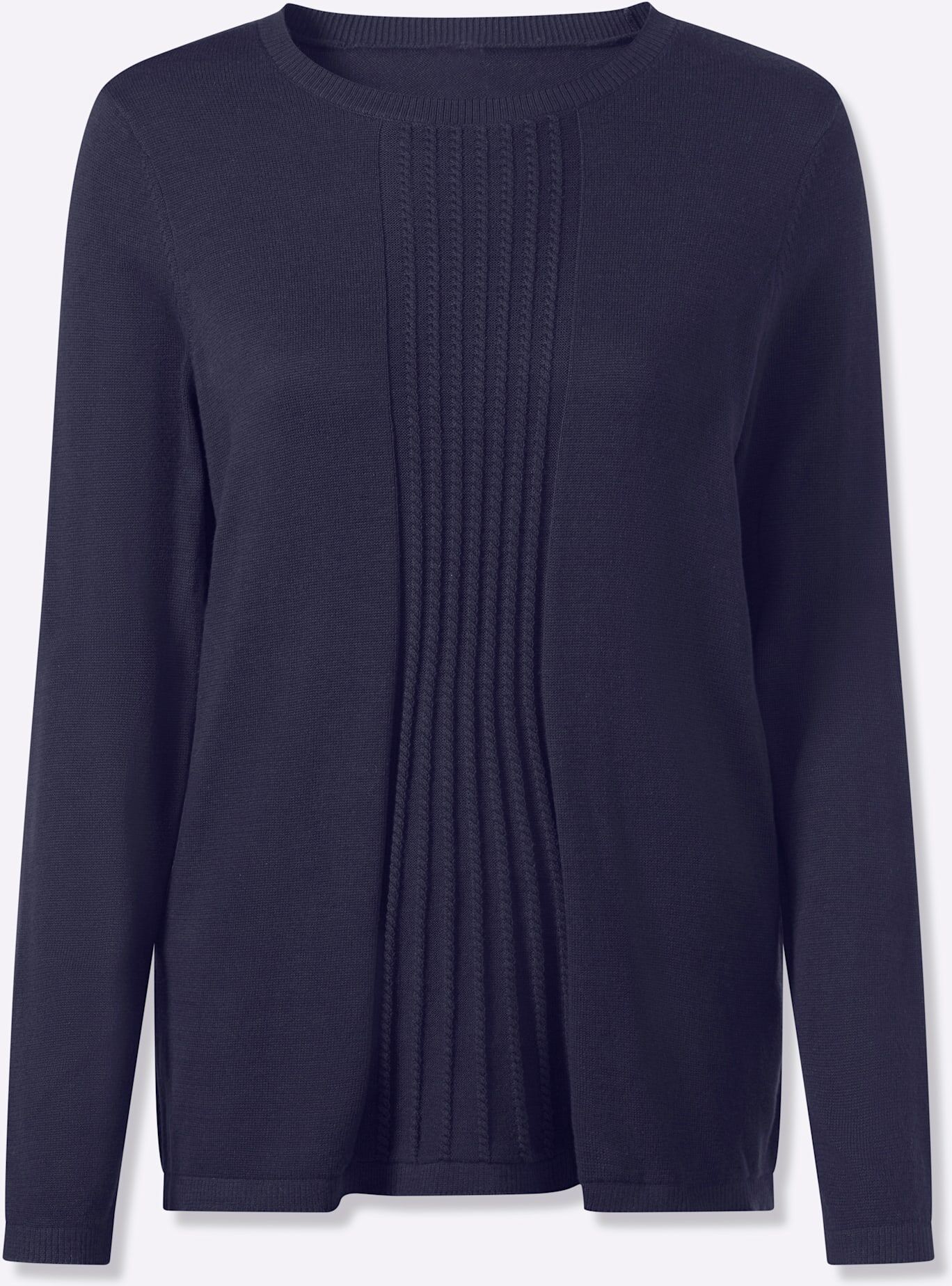 Strickpullover CLASSIC BASICS "Pullover", Damen, Gr. 38, blau (marine), 100% Baumwolle, unifarben, Pullover Strickpullover marine 38