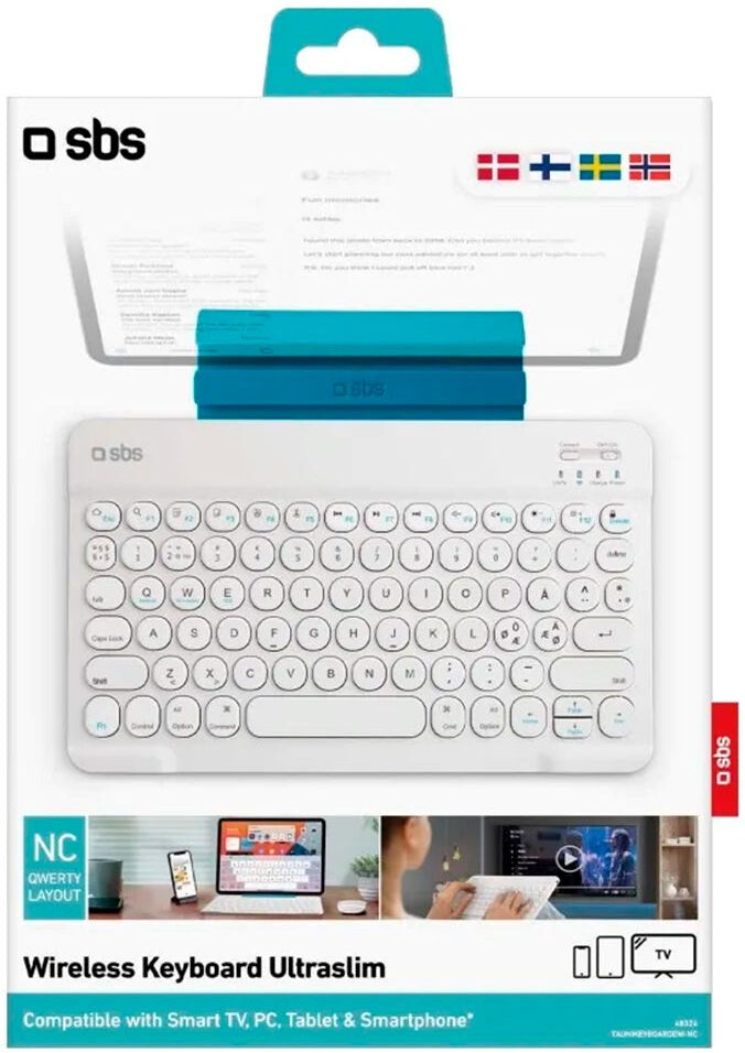SBS Trådløst Tastatur - Dansk Tastatur - Hvid