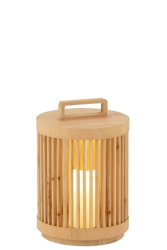 J-Line Cilinder LED-tafellamp van dennenhout in naturel