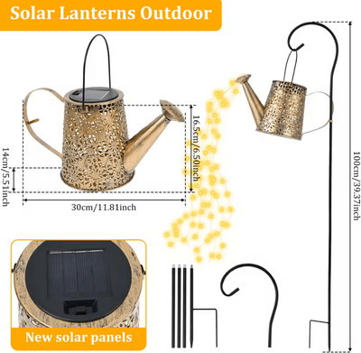Inspire Curations Retro Solar Hanging Lantern Metal Hollow Outdoor Garden Light b