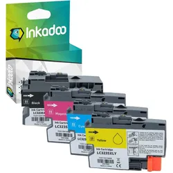 Inkadoo, Druckerpatrone, Multipack kompatibel zu Brother LC3235XL enthält 4x Tintenpatrone (BK, C, M)