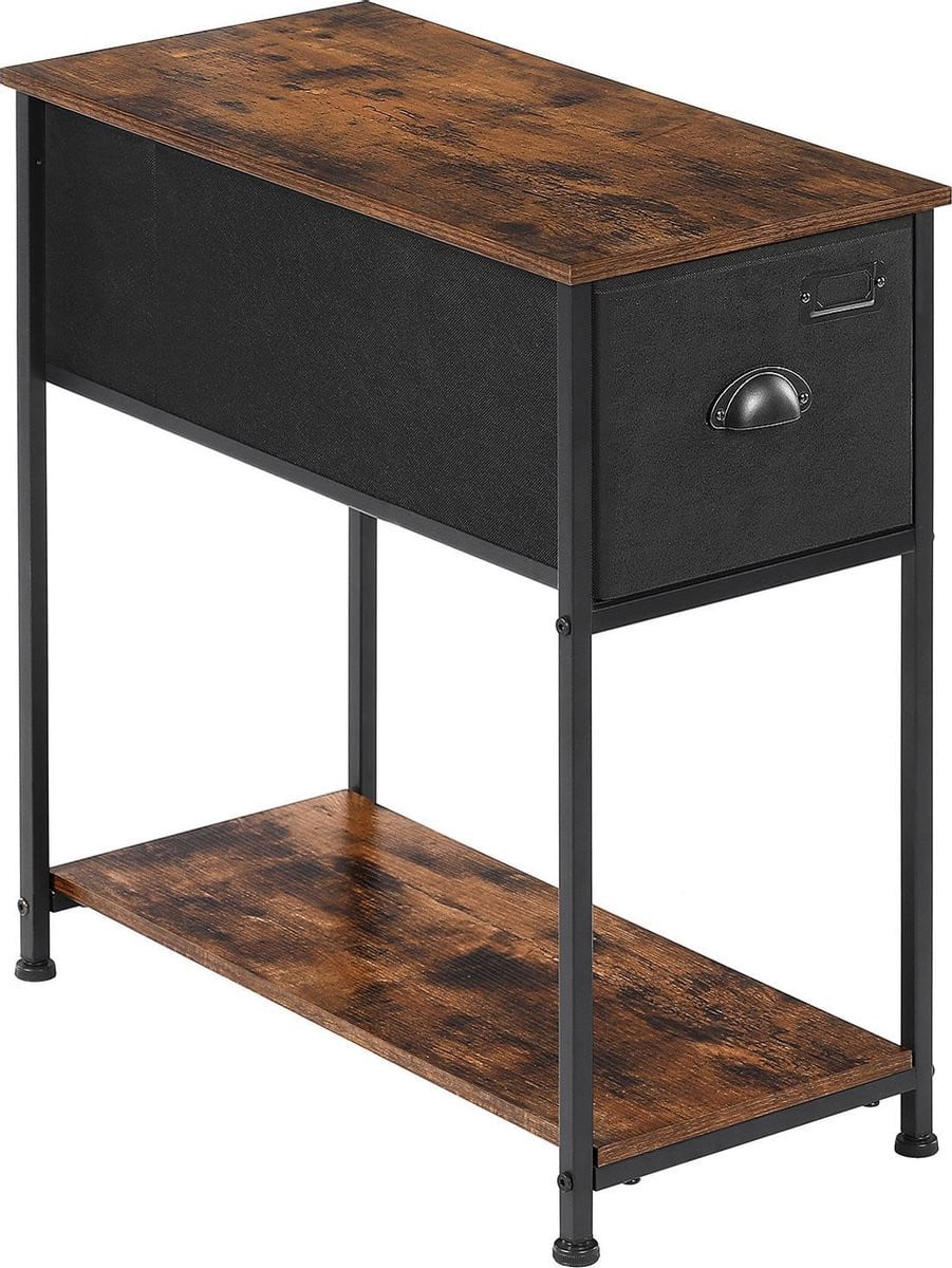 Rich Interiors® Industrieel Bijzettafel Vintage Bruin - Houten Nachtkastje