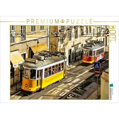 CALVENDO Puzzle Diese ikonische gelbe Straßenbahn ist ein Wahrzeichen von Lissabon | 1000 Teile Lege-Größe 64x48cm Foto-Puzzle für glückliche Stunden,