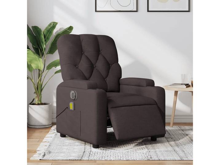 vidaXL Massagesessel, Massagesessel Elektrisch Dunkelbraun Stoff