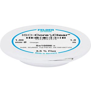 Felder Lötzinn Clear Sn100Ni+ Flussmittel bleifrei, Ø 1mm, 99,25% Zinn, 0,7% Kupfer, 0,05% Nickel 1m