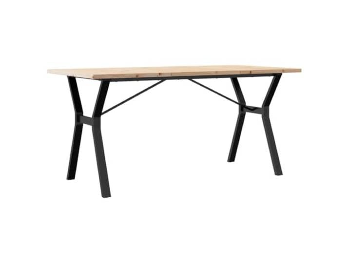 KGHERMDF Esstisch Y-Gestell 160x80x75,5 cm Massivholz Kiefer & Stahl Robuste Tischplatte, Stabiles Y-Design, Rustikale Optik, Für Familie Und Freunde
