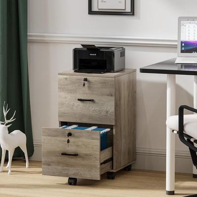 Vingli 2-Drawer Rolling Wood File Cabinet with Lock