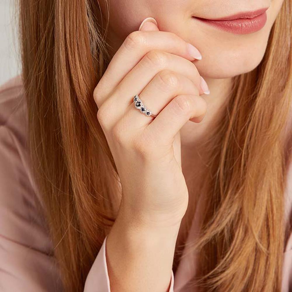 Unique Ring 585 Weißgold Diamanten 0,108 ct. Saphire 0,308 ct. silber