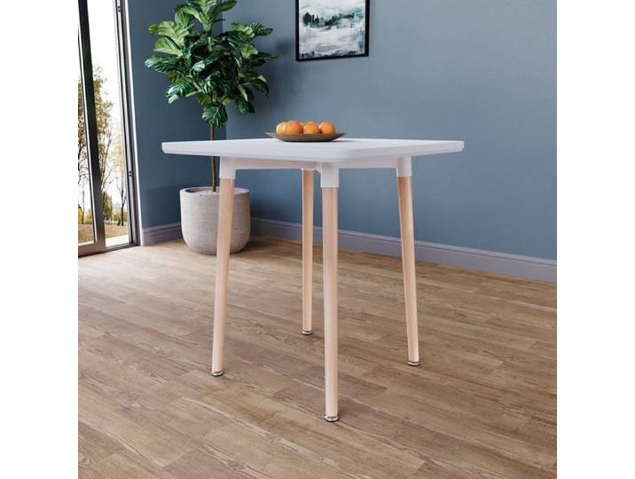 Table à manger carrée 2 places Batley table de cuisine moderne en bois de hêtre naturel table compacte blanc