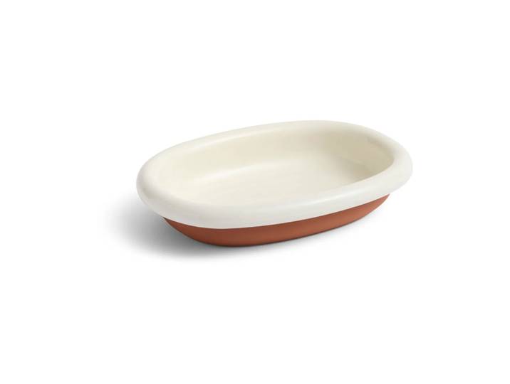 HAY Plat de service ovale Barro Off-white, small 20x27,5 cm