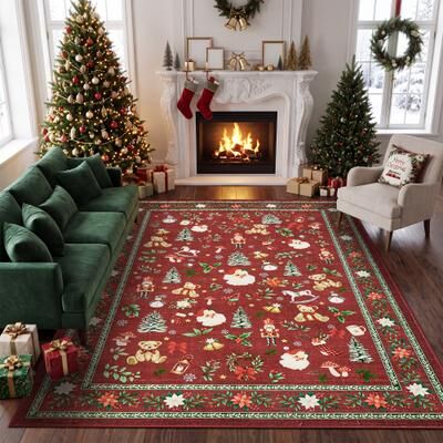 Garvee Santa Bear Christmas Area Rug