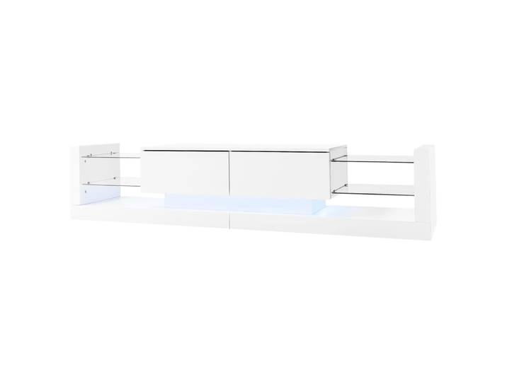 Meuble tv en panneau de particules blanc 181 cm avec led